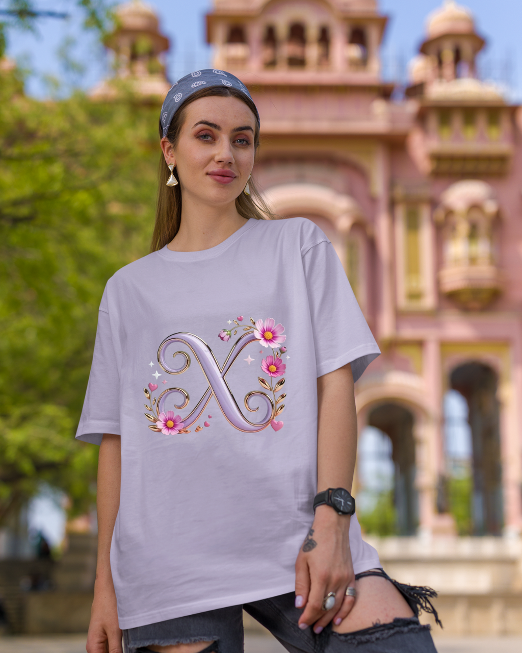 Timeless Floral Initial Tee