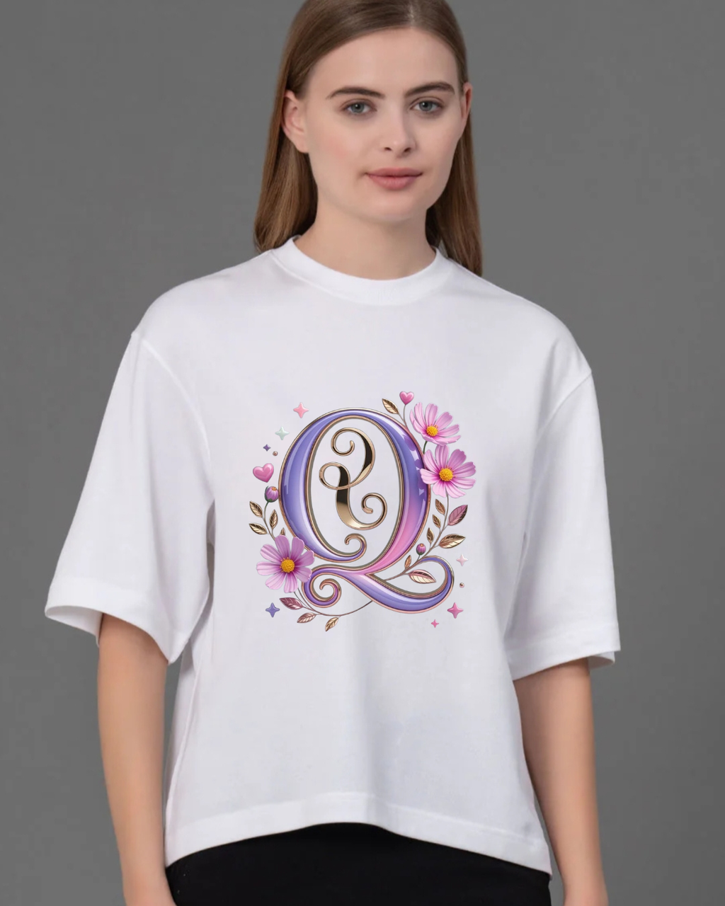 Elegant Blossom Initial Tee