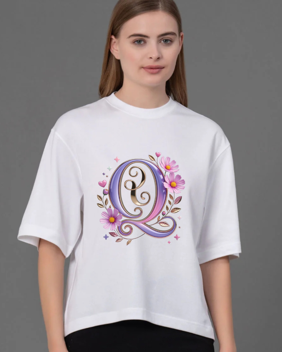 Elegant Blossom Initial Tee