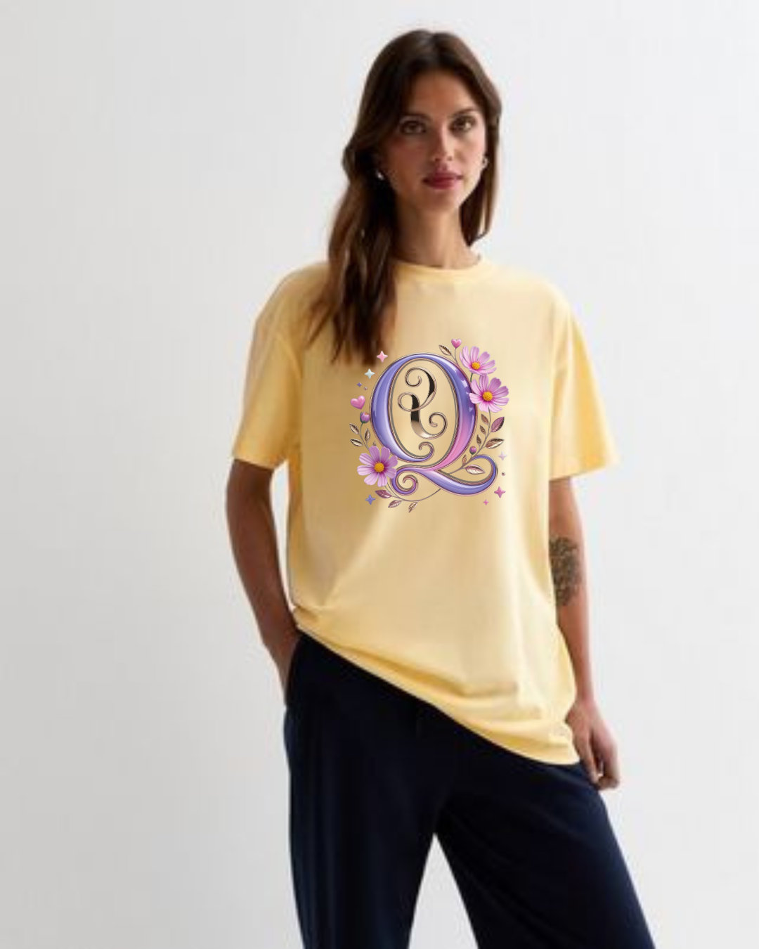 Elegant Blossom Initial Tee