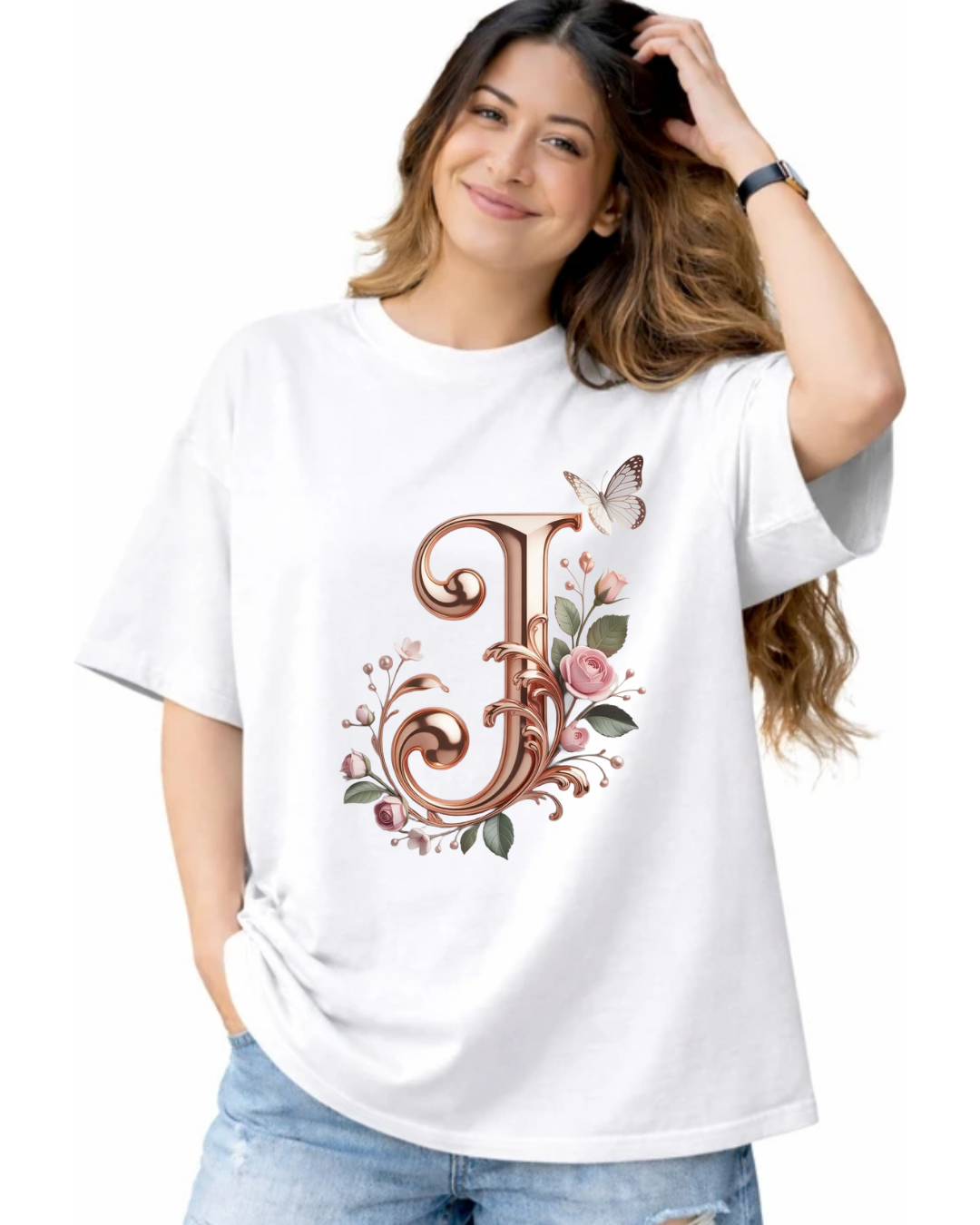 Elegant Letter Bloom Tee