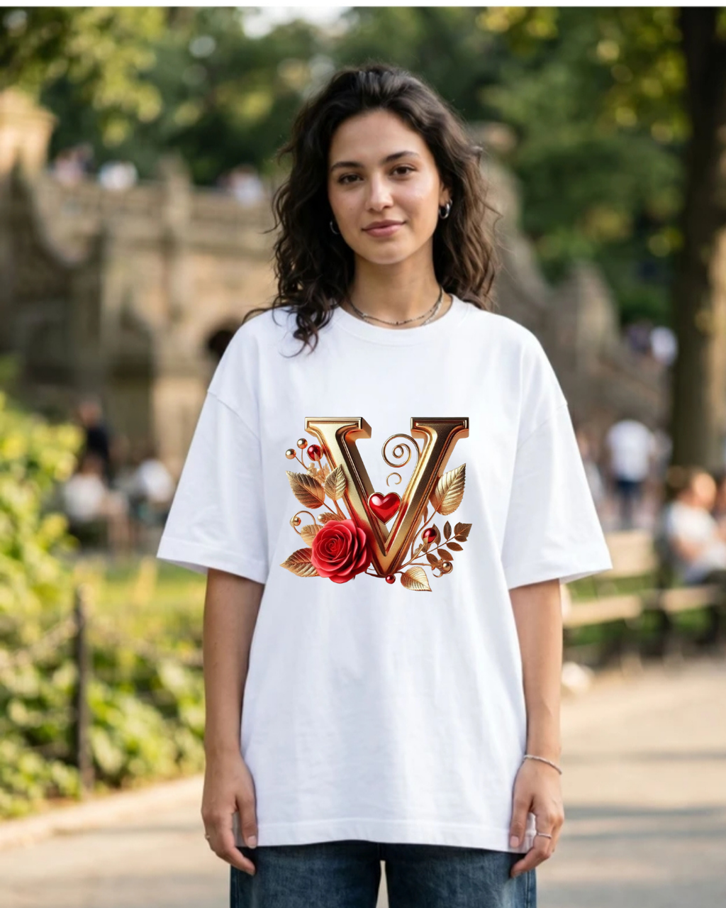 Elegant Floral Letter Tee
