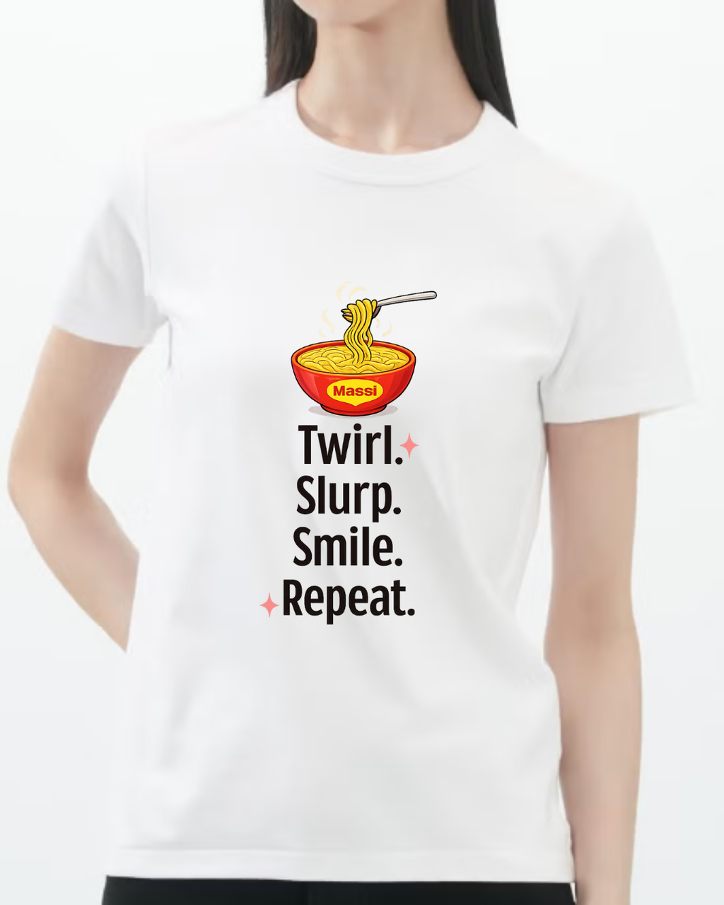 🍜 Maggi Lover – Twirl. Slurp. Smile. Repeat. Premium Cotton T-Shirt