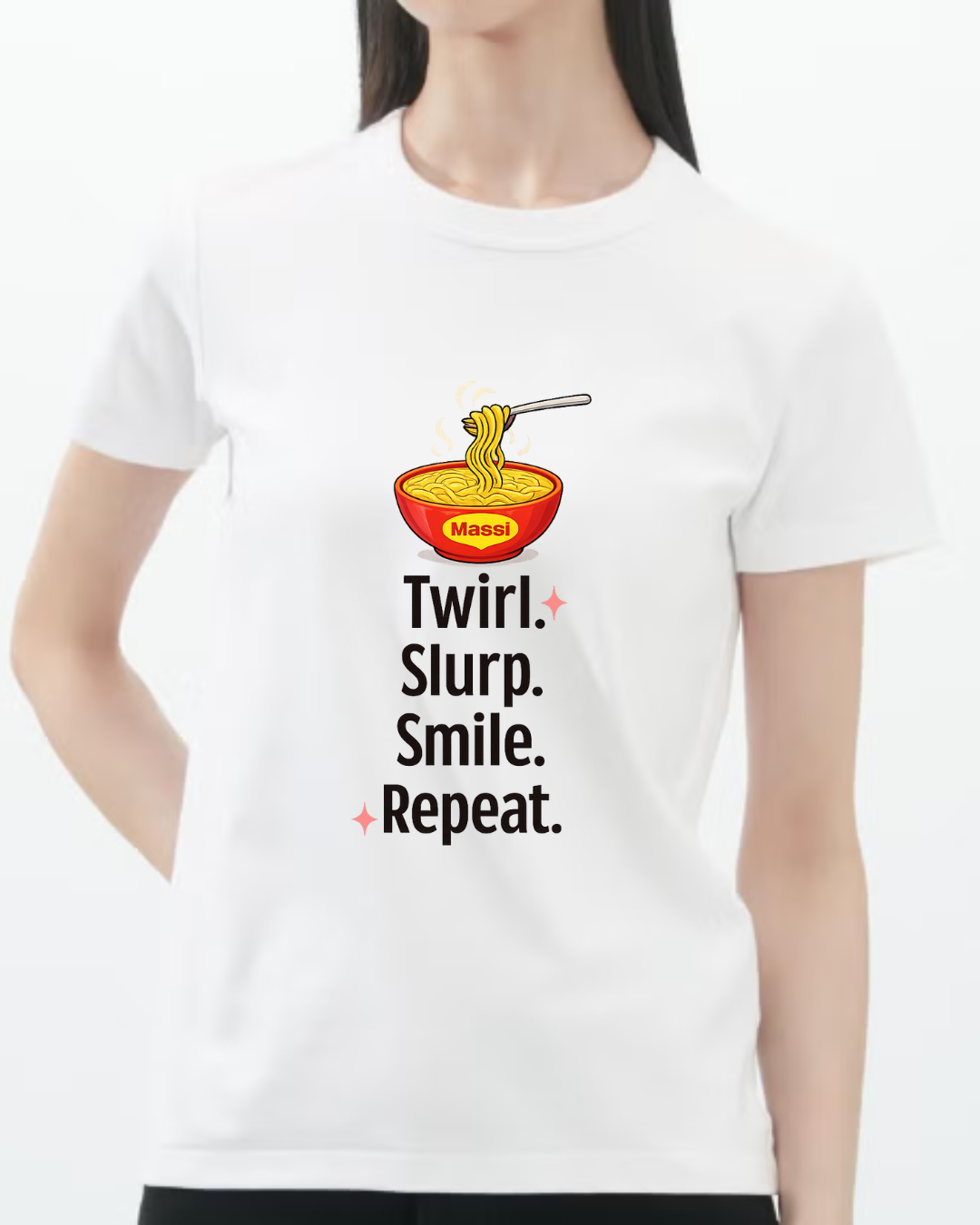 🍜 Maggi Lover – Twirl. Slurp. Smile. Repeat. Premium Cotton T-Shirt