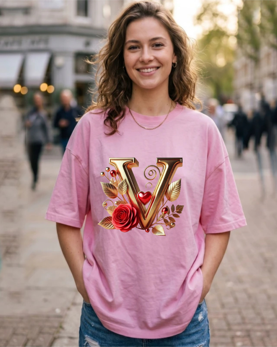 Elegant Floral Letter Tee