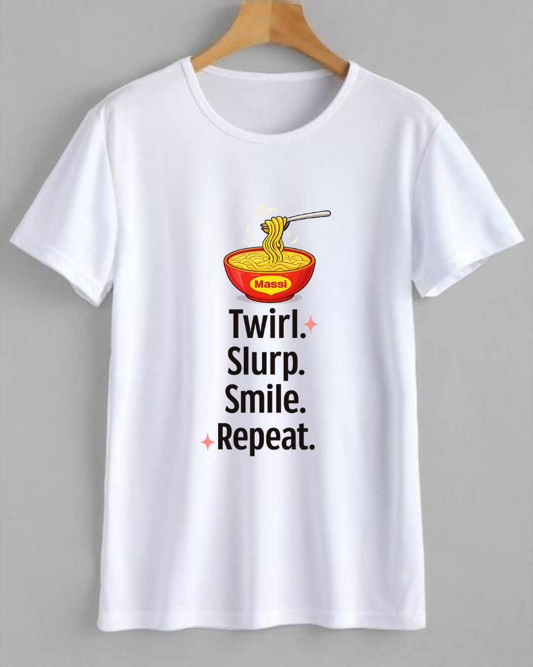 🍜 Maggi Lover – Twirl. Slurp. Smile. Repeat. Premium Cotton T-Shirt