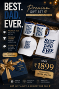 "Best Dad Ever" Premium Gift Set | T-Shirt + Mug + Cap Combo