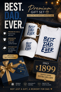 "Best Dad Ever" Premium Gift Set | T-Shirt + Mug + Cap Combo